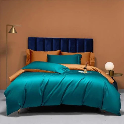 Luxury Reversible Orange Cotton Duvet Set