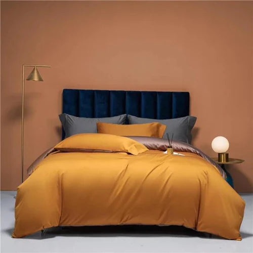 Luxury Reversible Orange Cotton Duvet Set