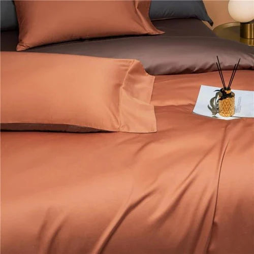 Luxury Reversible Orange Cotton Duvet Set