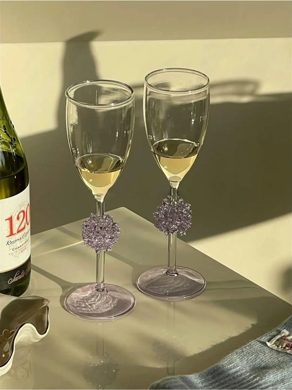 Hydrangea Sparkle Champagne Glass