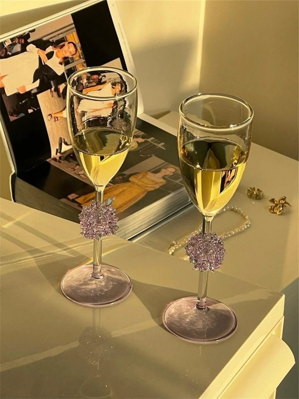 Hydrangea Sparkle Champagne Glass