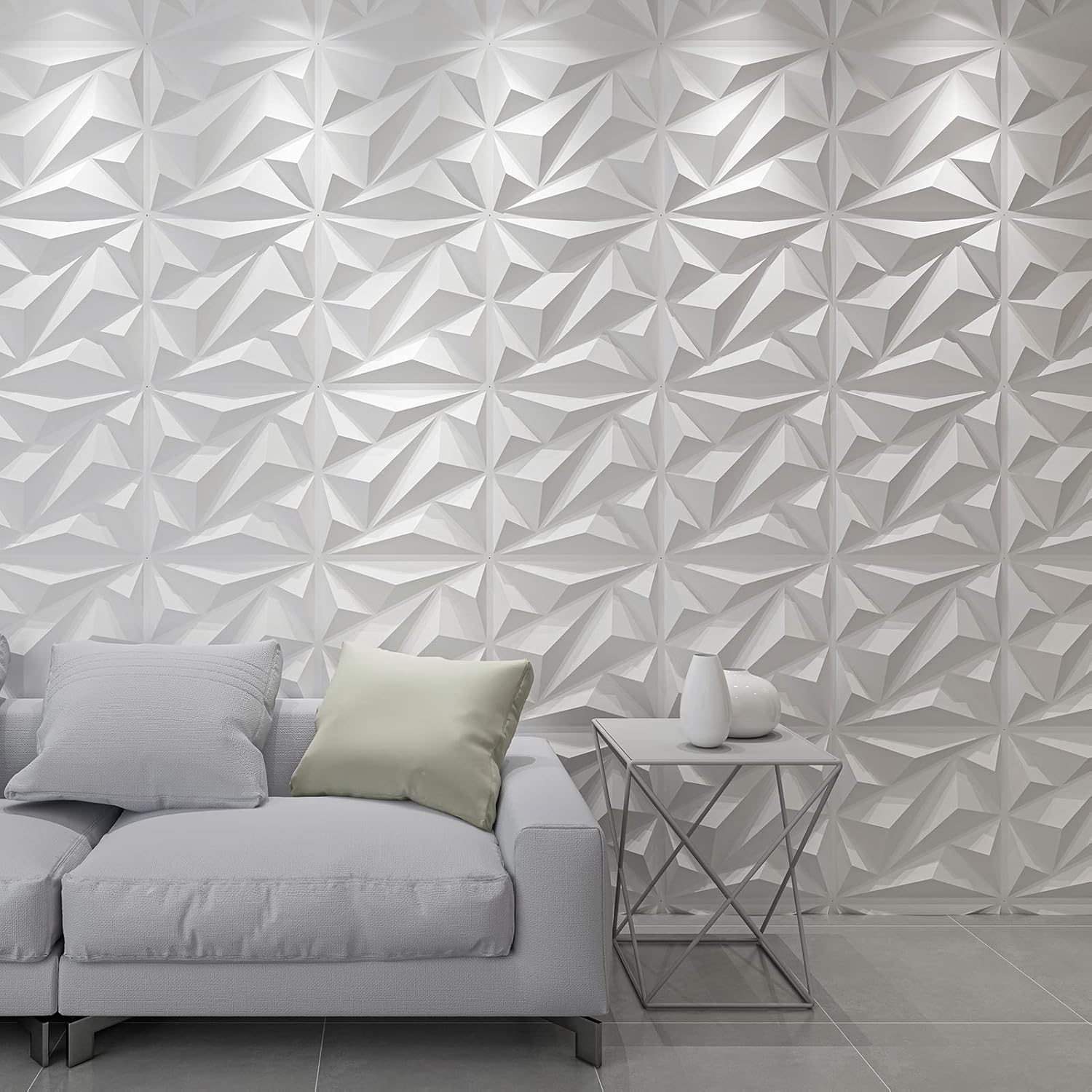 Diamond Elegance 3D Wall Panels / White