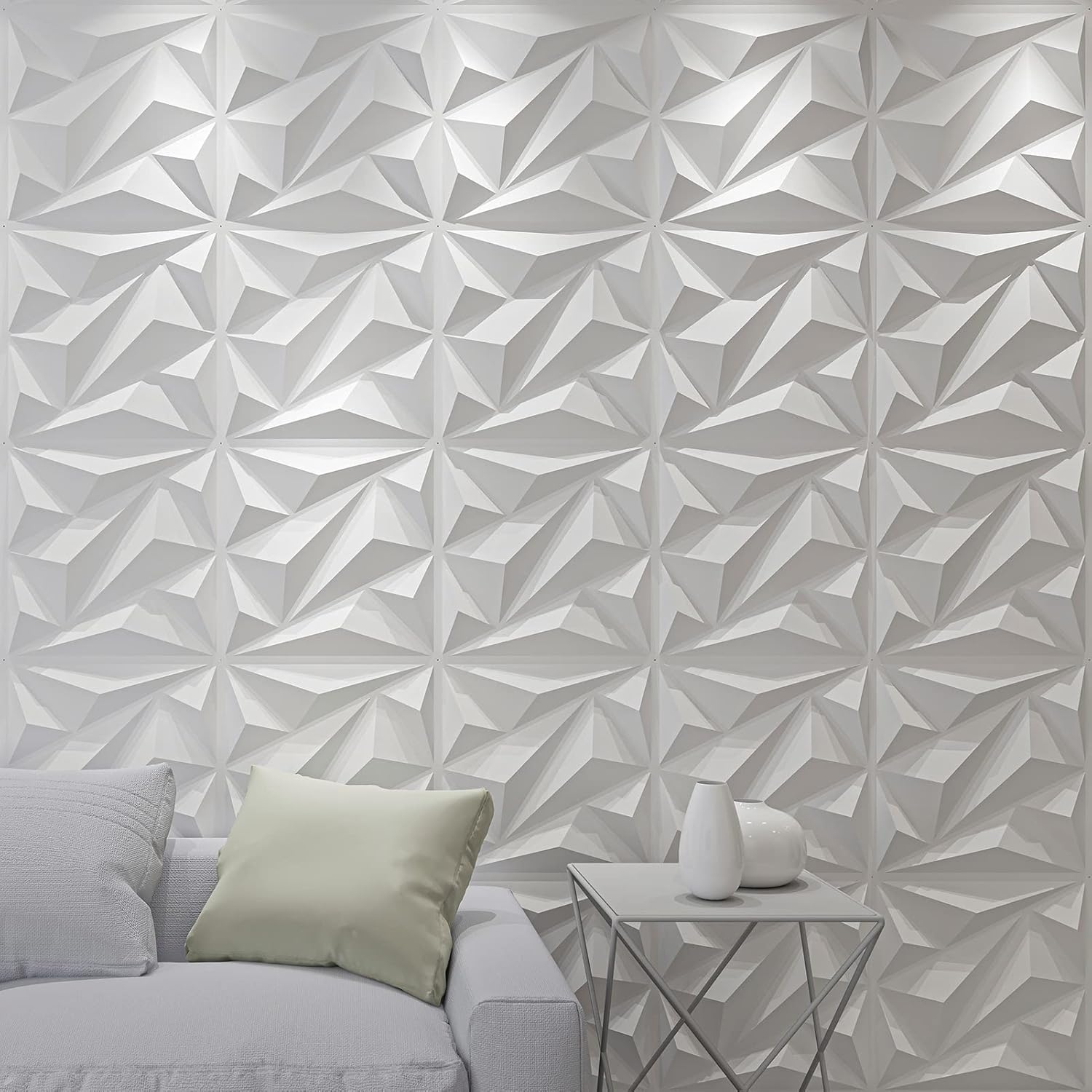 Diamond Elegance 3D Wall Panels / White