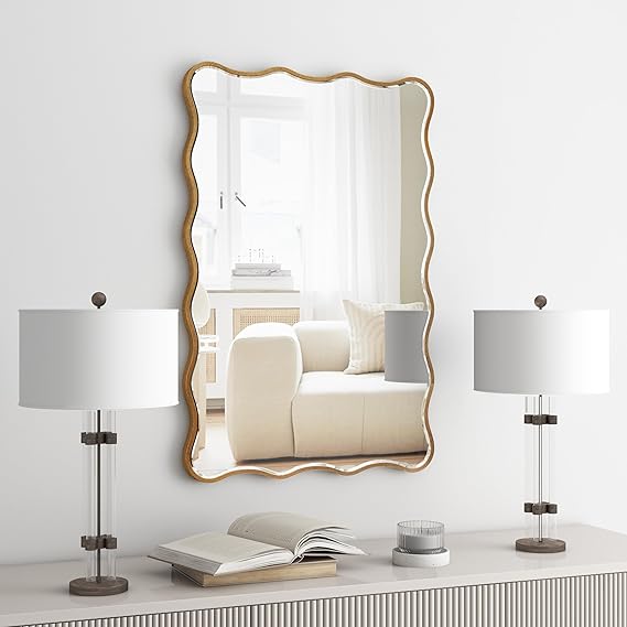 Ripple Gold Wavy Wall Mirror / Antique