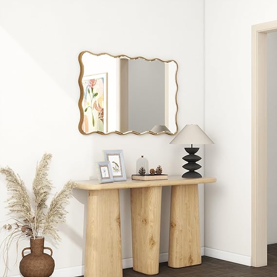 Ripple Gold Wavy Wall Mirror / Antique