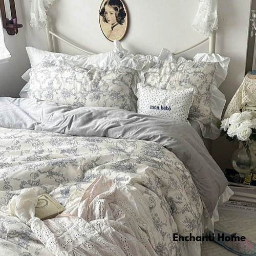 French Ruffle Floral Bedding / 4 Colors