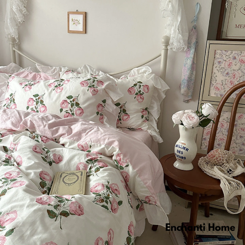 French Ruffle Floral Bedding / 4 Colors