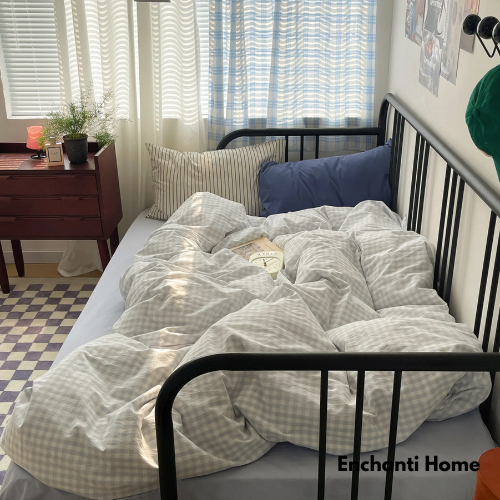 Gingham Striped Bedding Set / 7 Colors