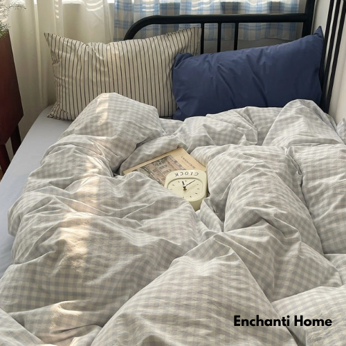 Gingham Striped Bedding Set / 7 Colors