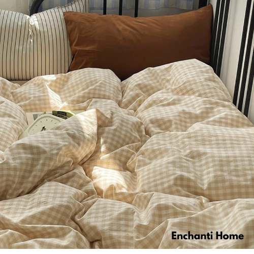 Gingham Striped Bedding Set / 7 Colors
