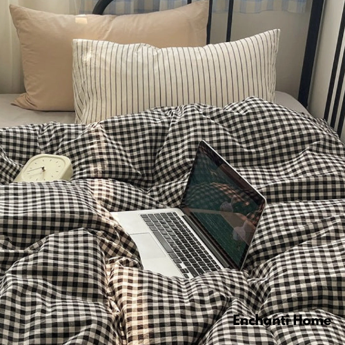 Gingham Striped Bedding Set / 7 Colors