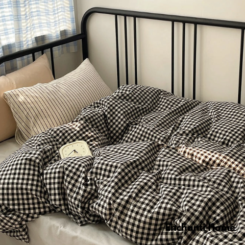 Gingham Striped Bedding Set / 7 Colors