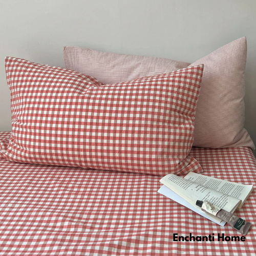 Chic Gingham Stripe Bedding Set / 4 Colors