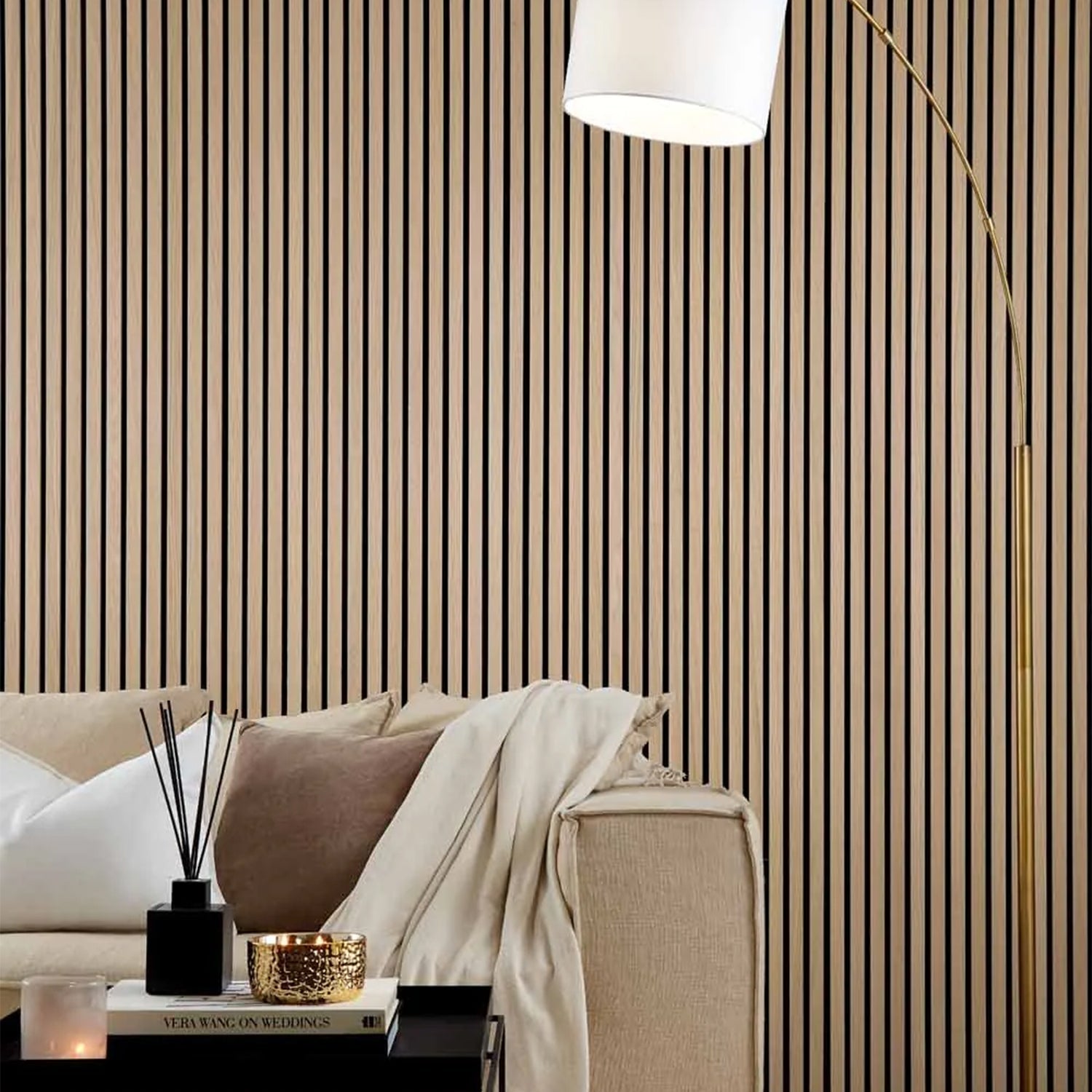 Golden Oak Acoustic Slat Wall Panels / Soundproof