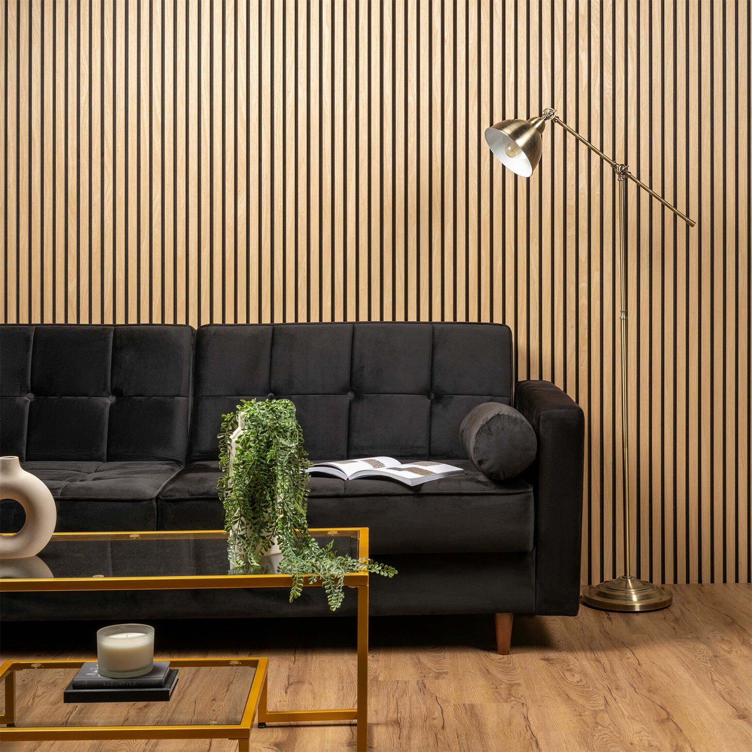 Golden Oak Acoustic Slat Wall Panels / Soundproof