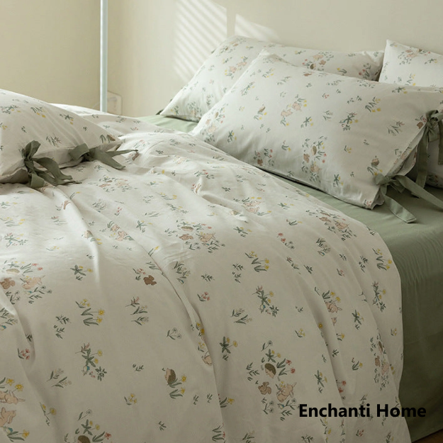 Cottage Blue Ribbon Comforter Set / Soft