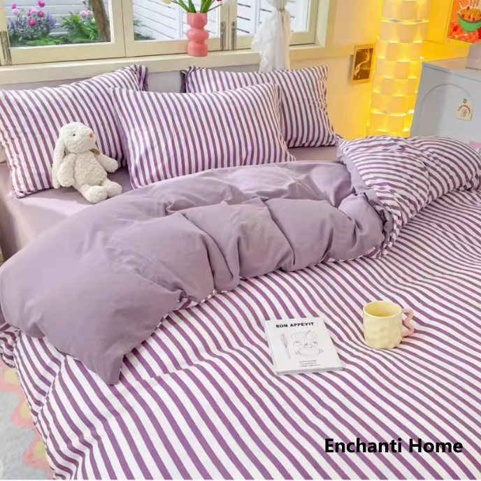 Striped Bedding Set / Lavender