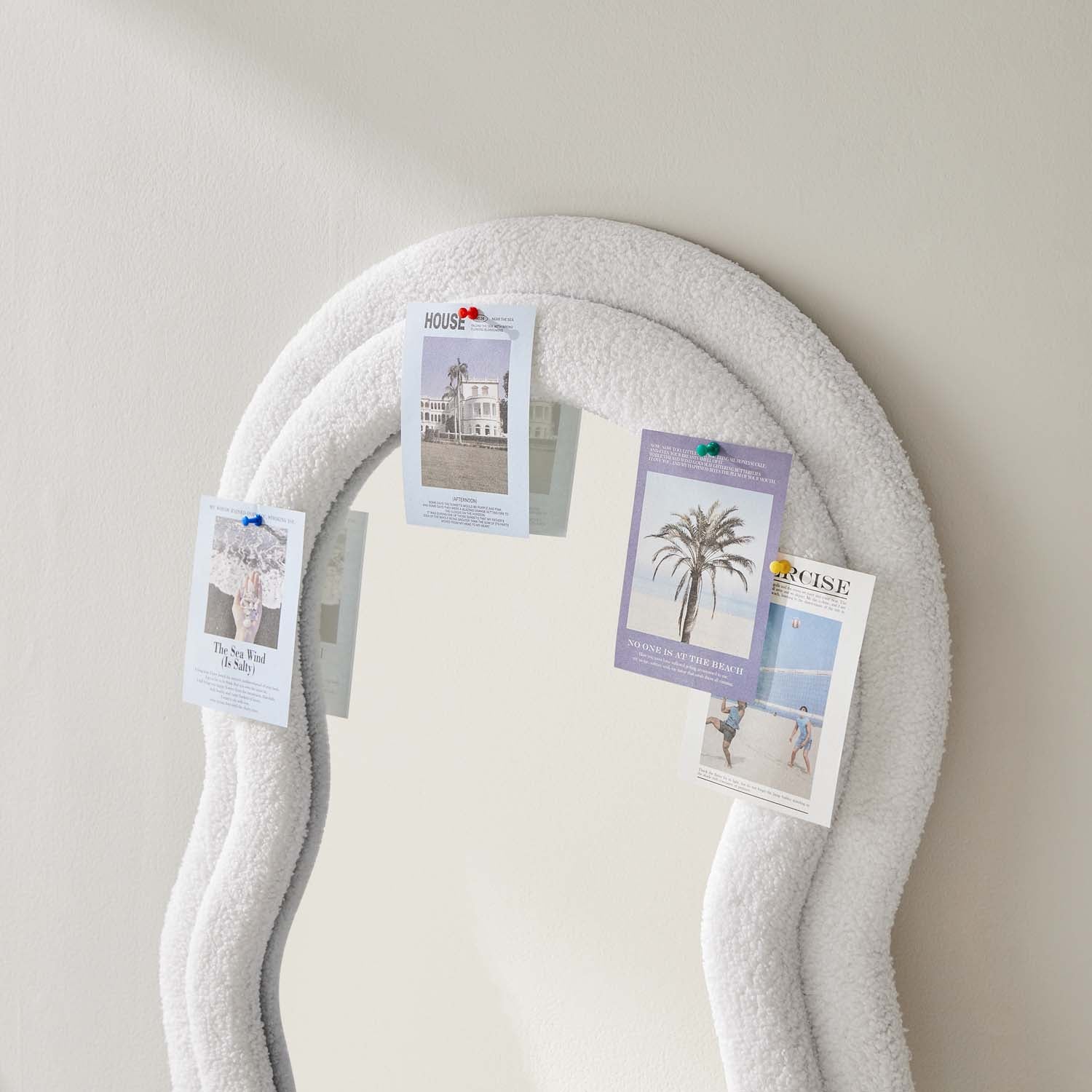 Wavy Mirror with Soft Fabric Frame / White