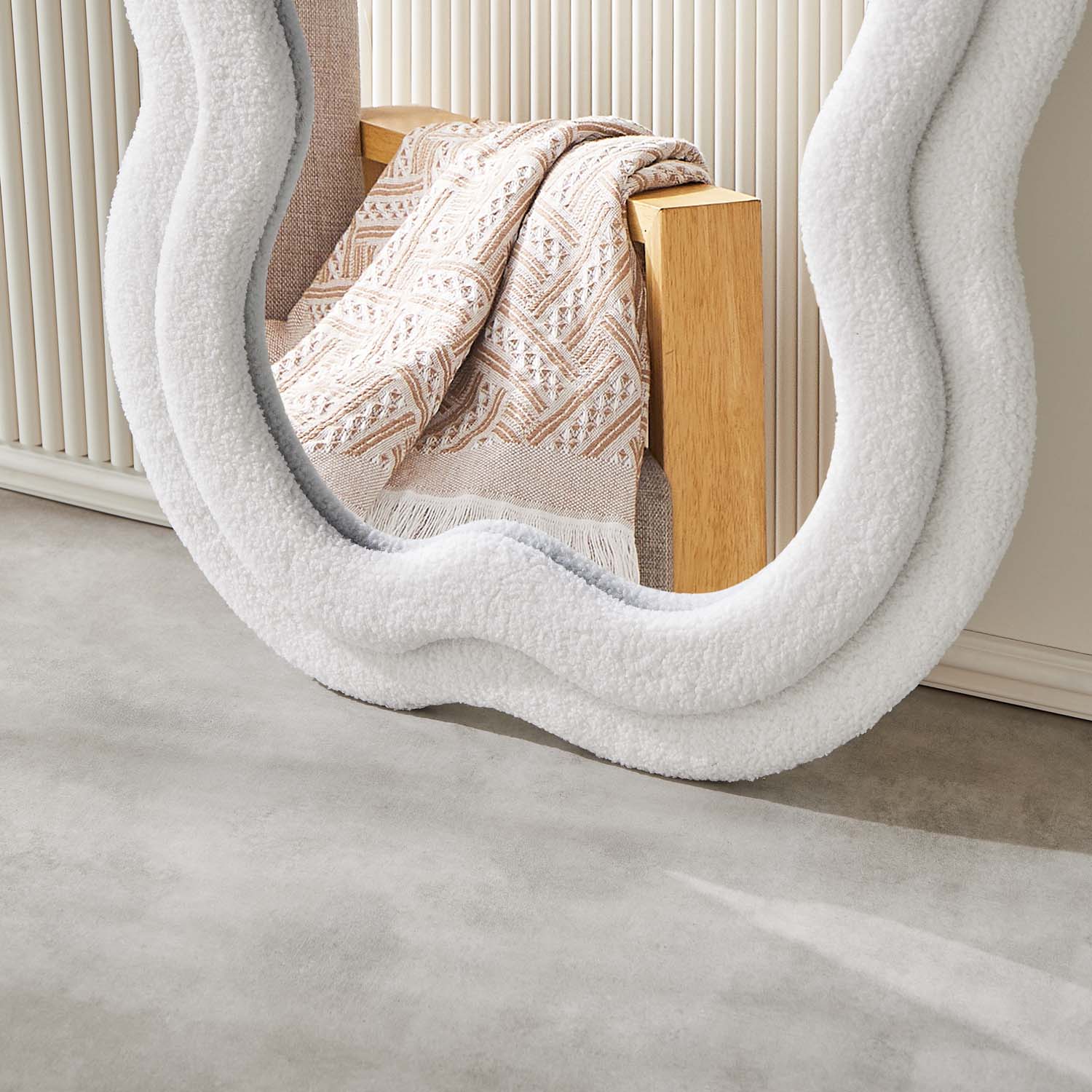 Wavy Mirror with Soft Fabric Frame / White