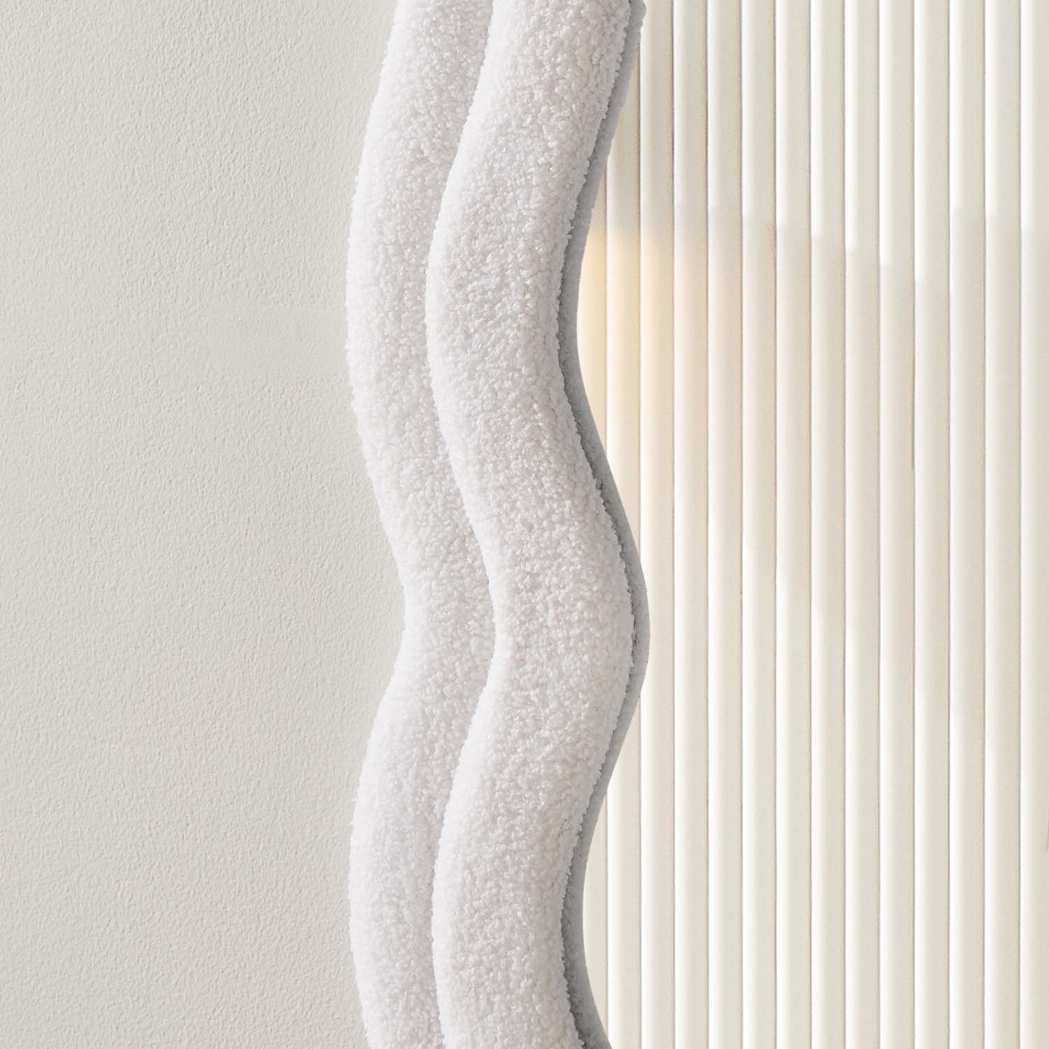 Wavy Mirror with Soft Fabric Frame / White