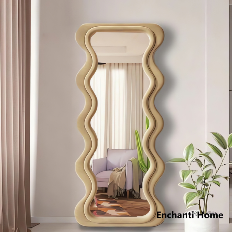 Wavy Flannel Framed Full-Length Mirror