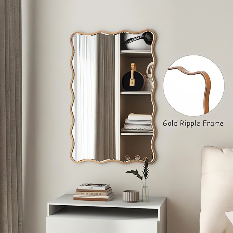 Ripple Gold Wavy Wall Mirror / Antique