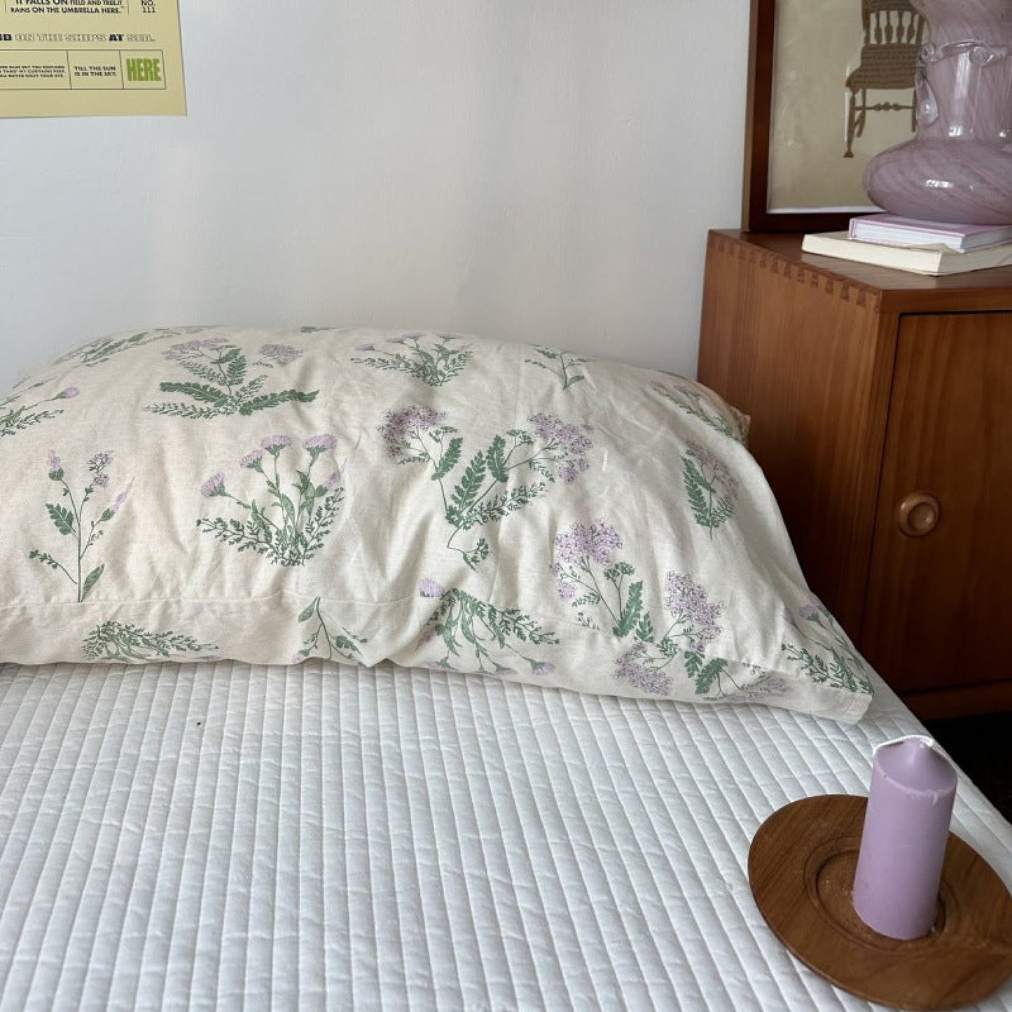 Pastel Bloom Pillowcase Set / Floral & Solid