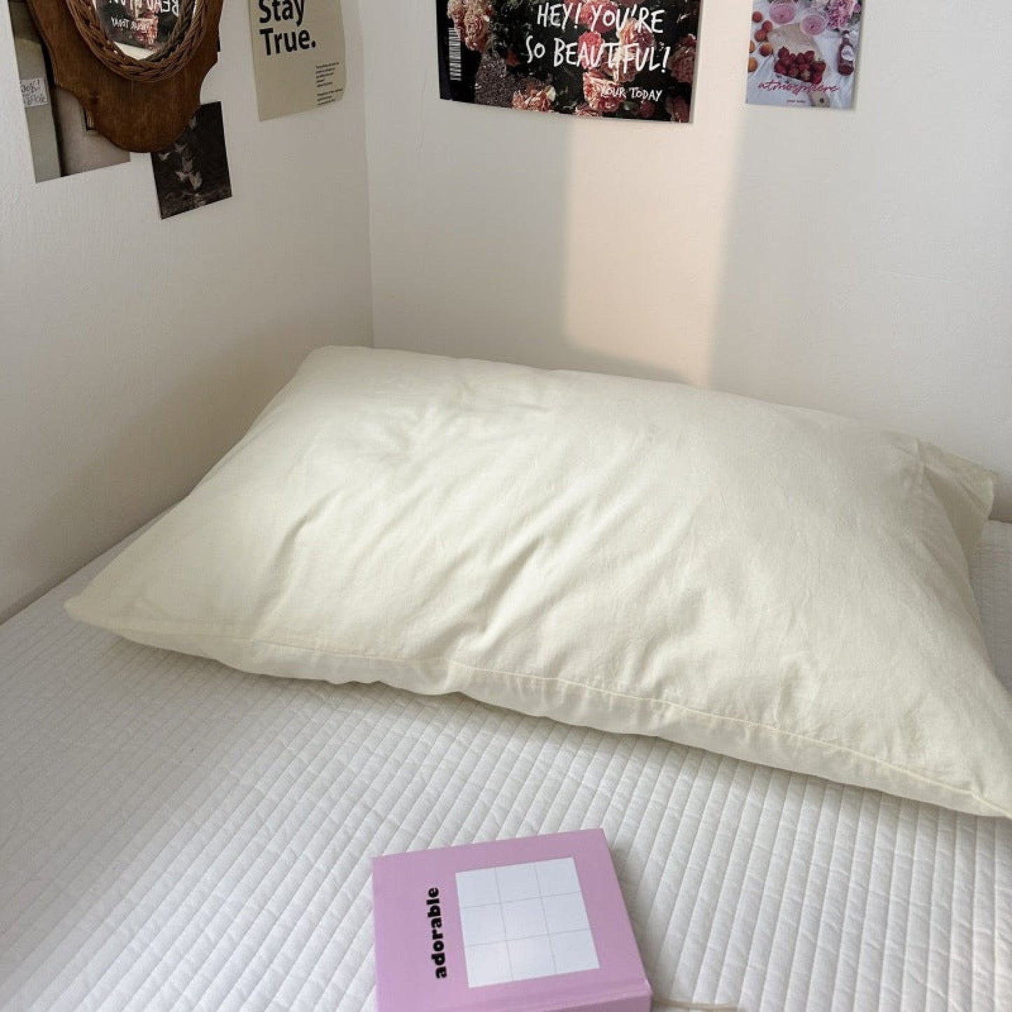 Pastel Bloom Pillowcase Set / Floral & Solid