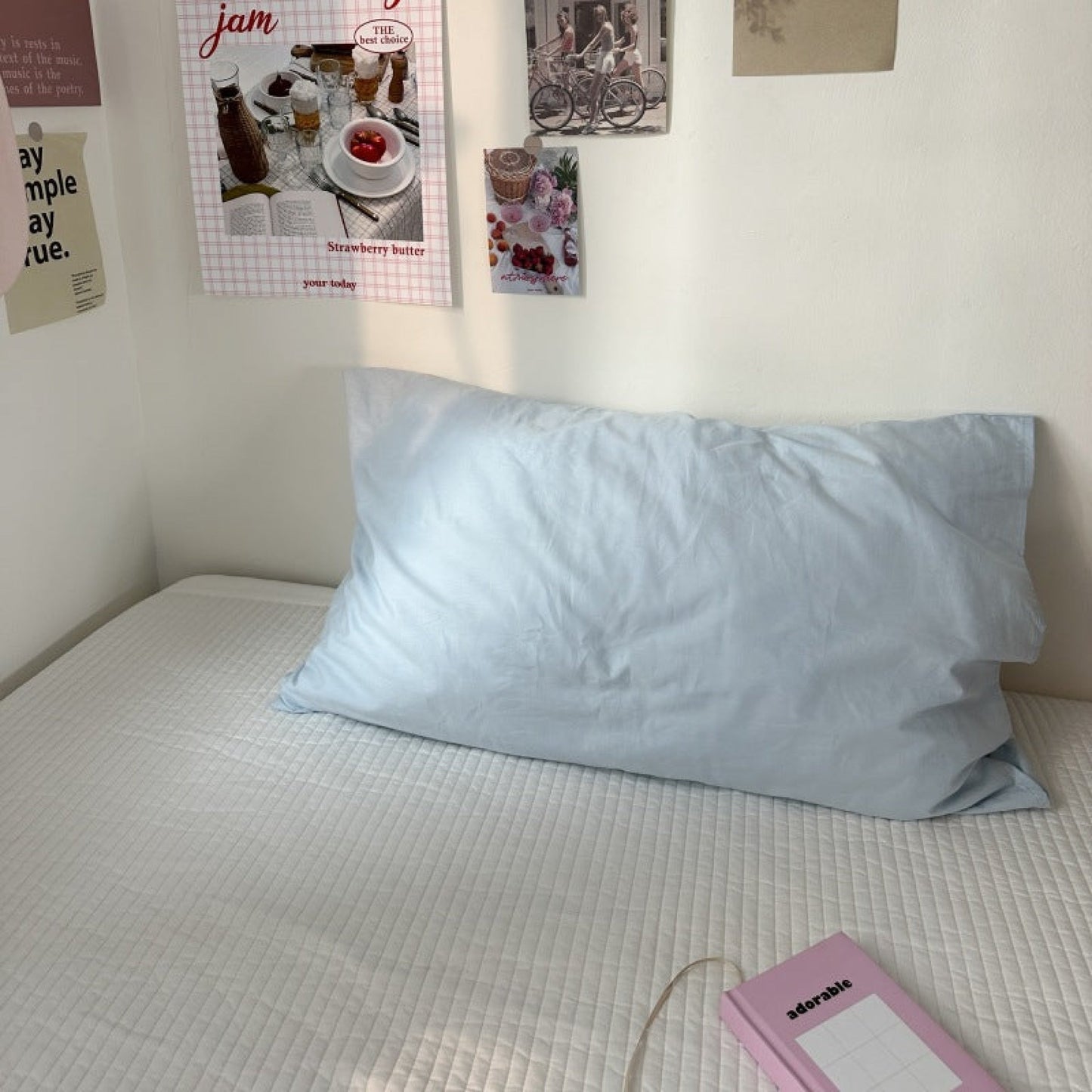 Pastel Bloom Pillowcase Set / Floral & Solid