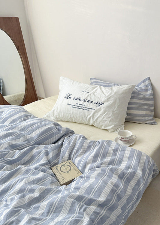 Coastal Blue Stripe Cotton Bedding Set