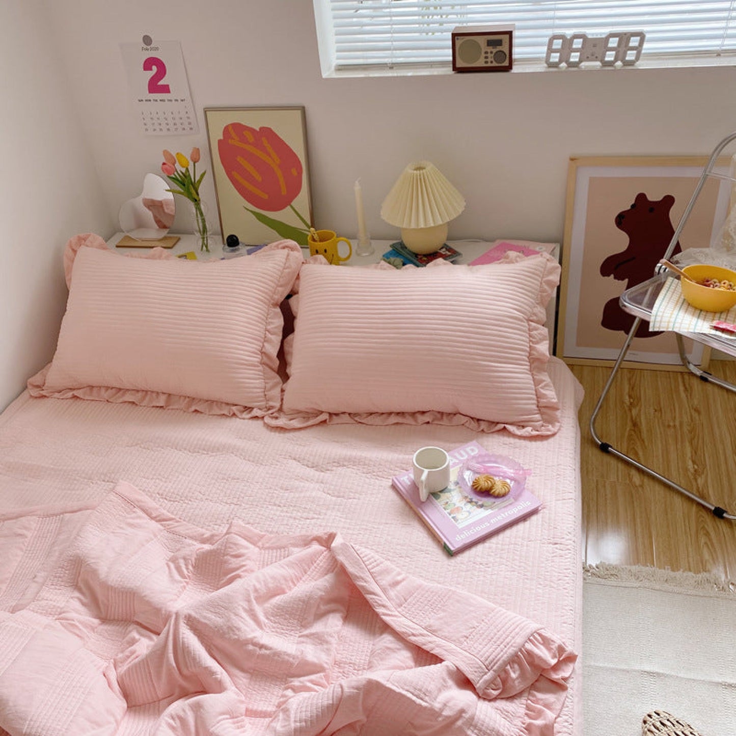 Chiffon Quilted Ruffle Pillowcases / 10 Shades