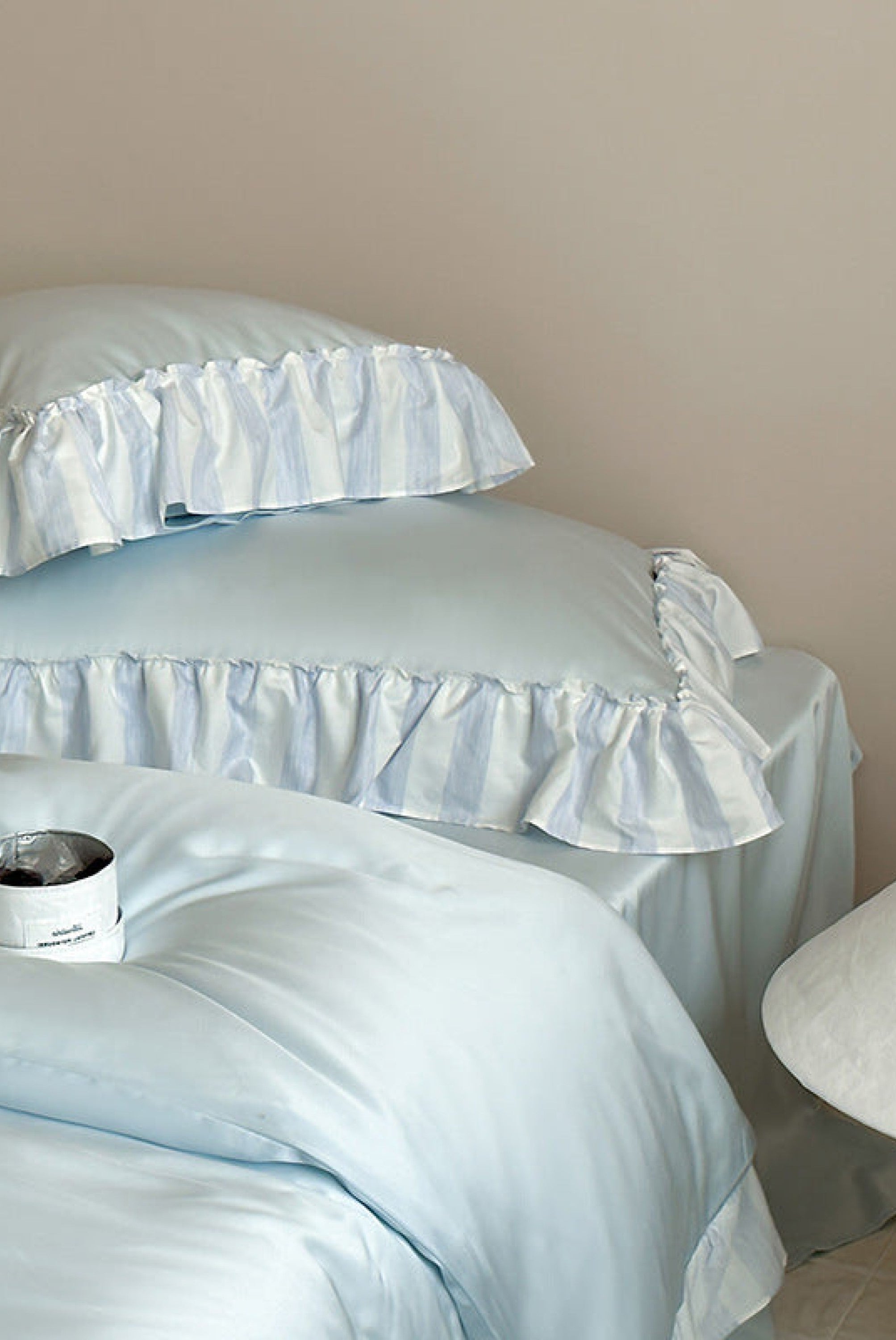 Satin Ruffle Bedding Set / Blush Colors