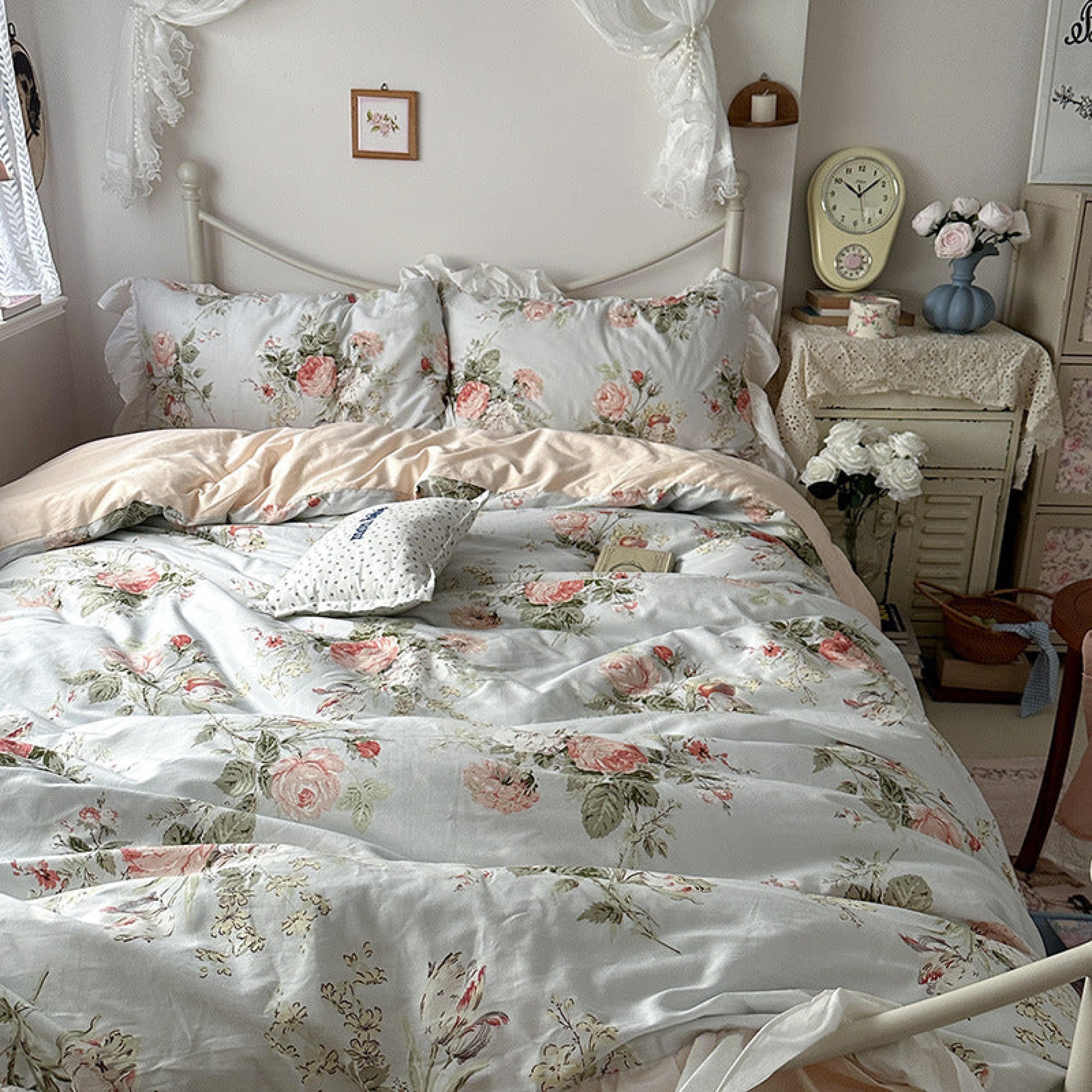 French Ruffle Floral Bedding / 4 Colors