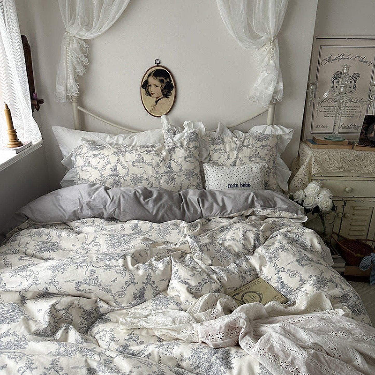 French Ruffle Floral Bedding / 4 Colors