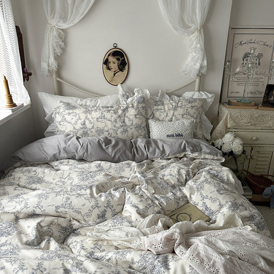 French Ruffle Floral Bedding / 4 Colors