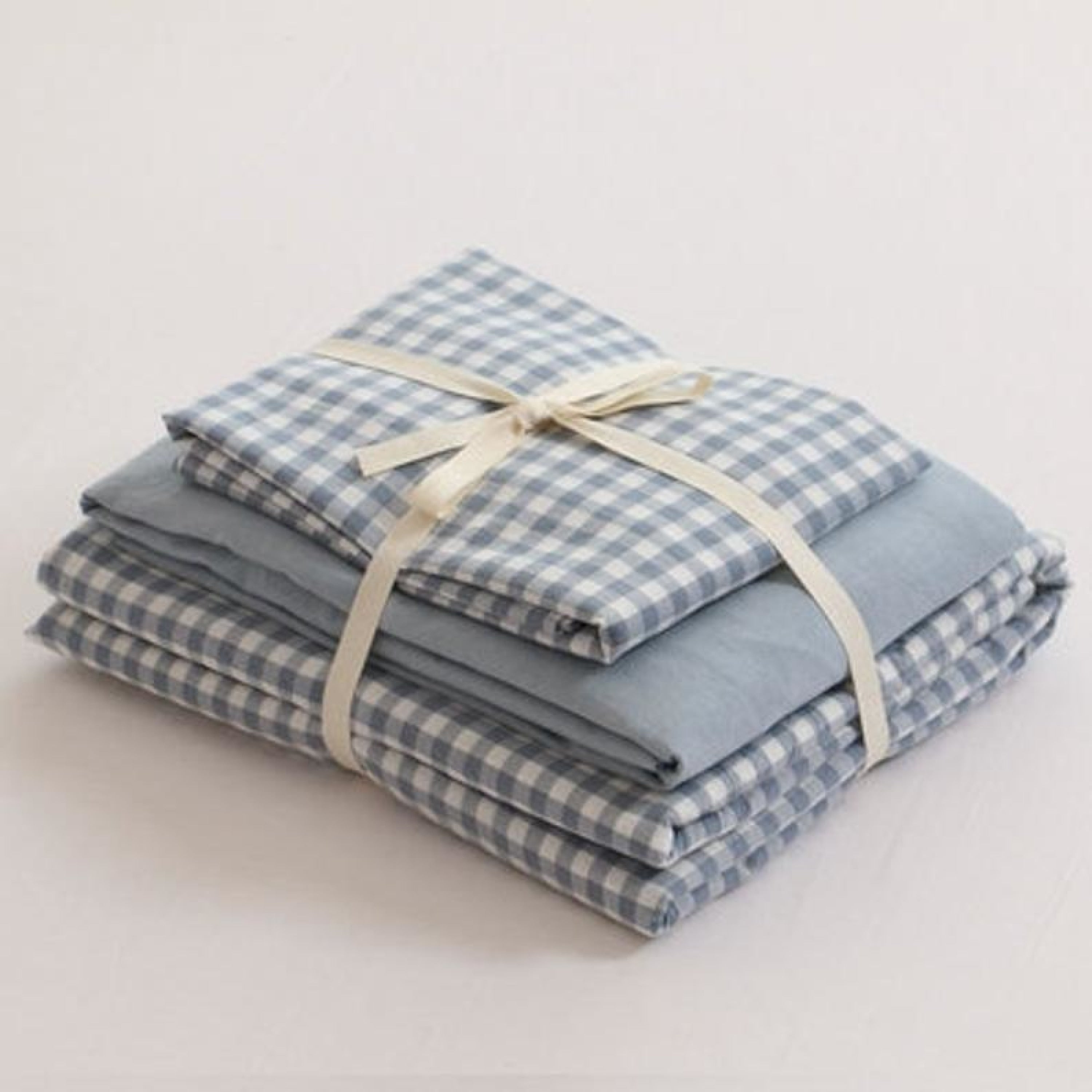 Brown Gingham Cotton / Bedding Set