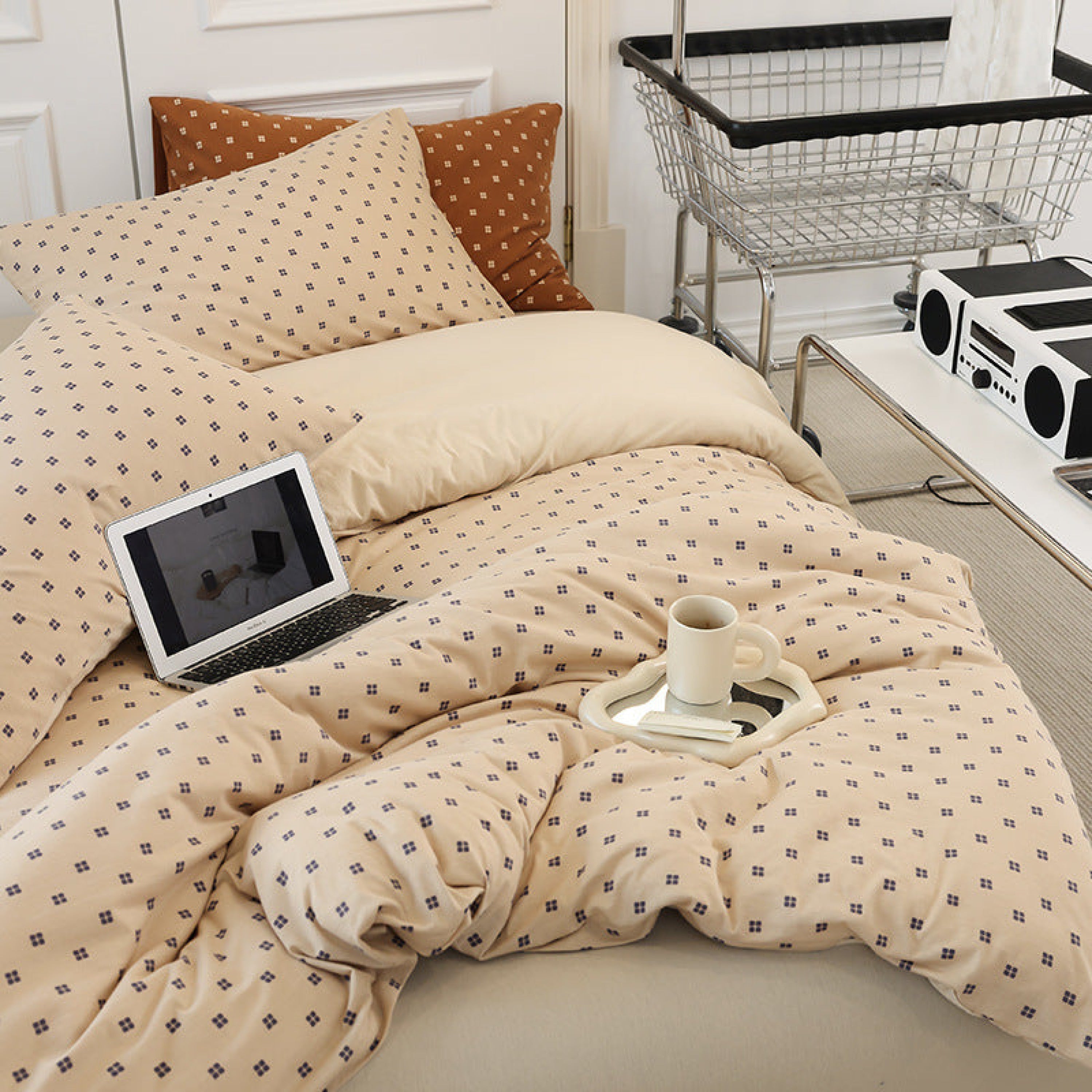 Dotted Jersey Knit Bedding Set / 5 Colors