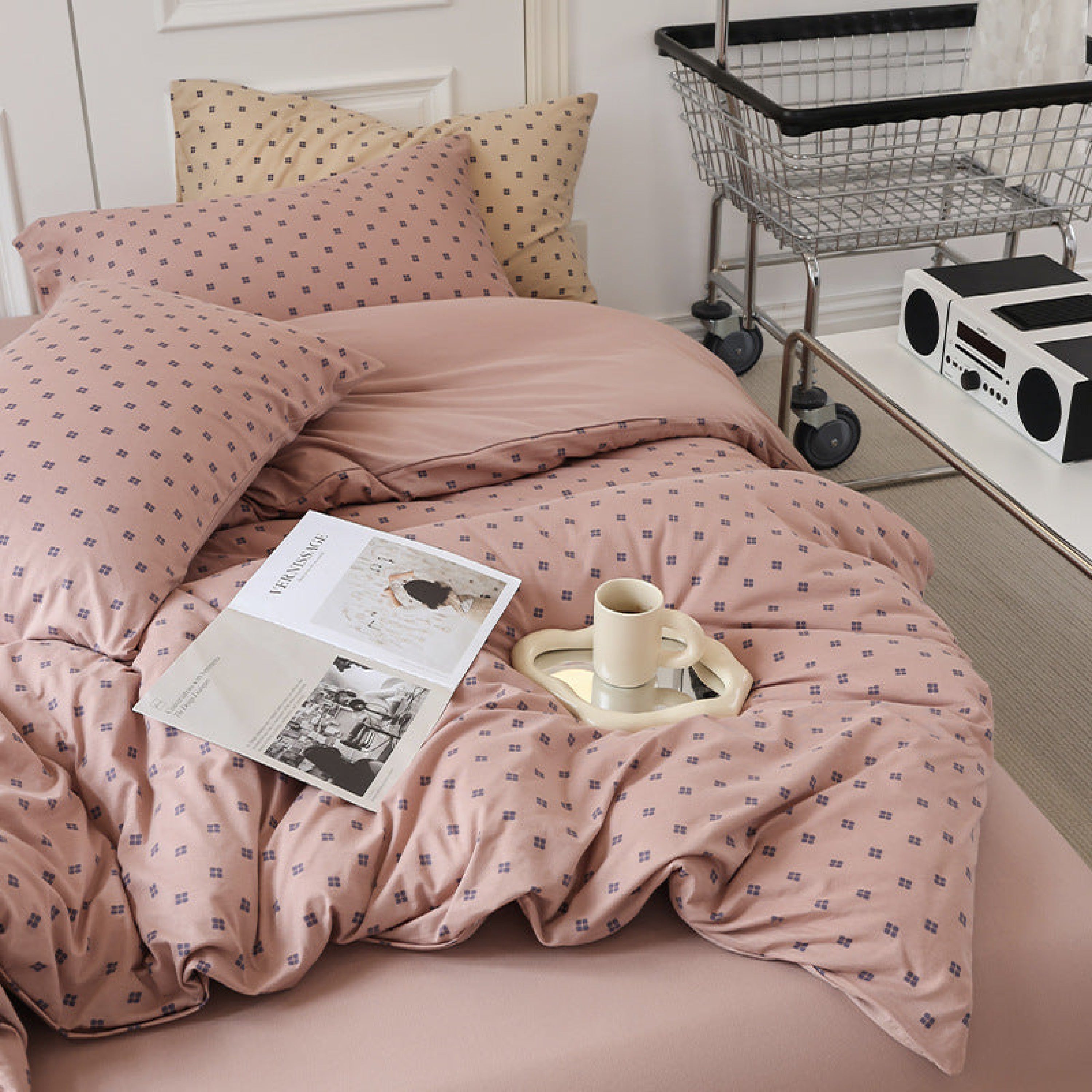 Dotted Jersey Knit Bedding Set / 5 Colors