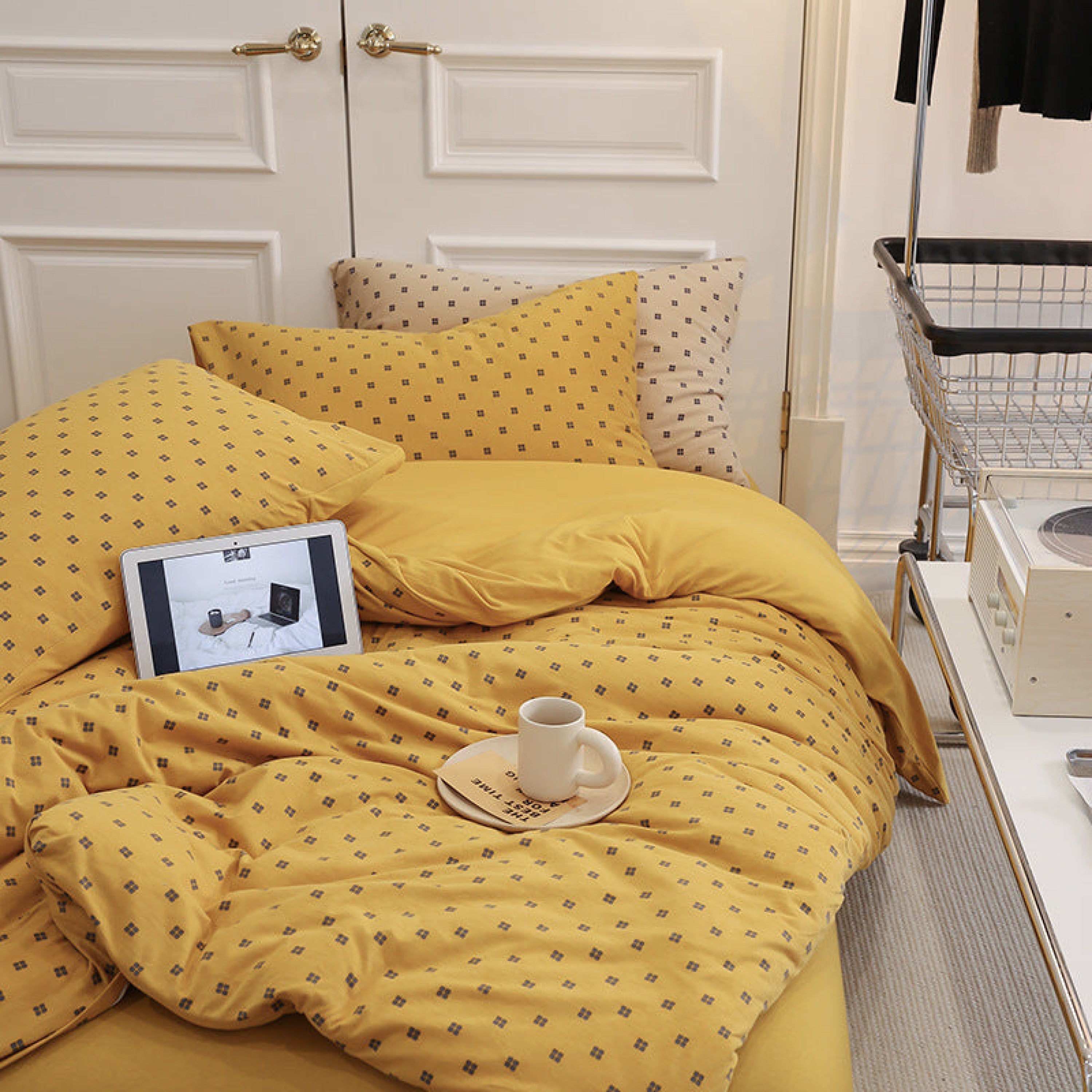 Dotted Jersey Knit Bedding Set / 5 Colors