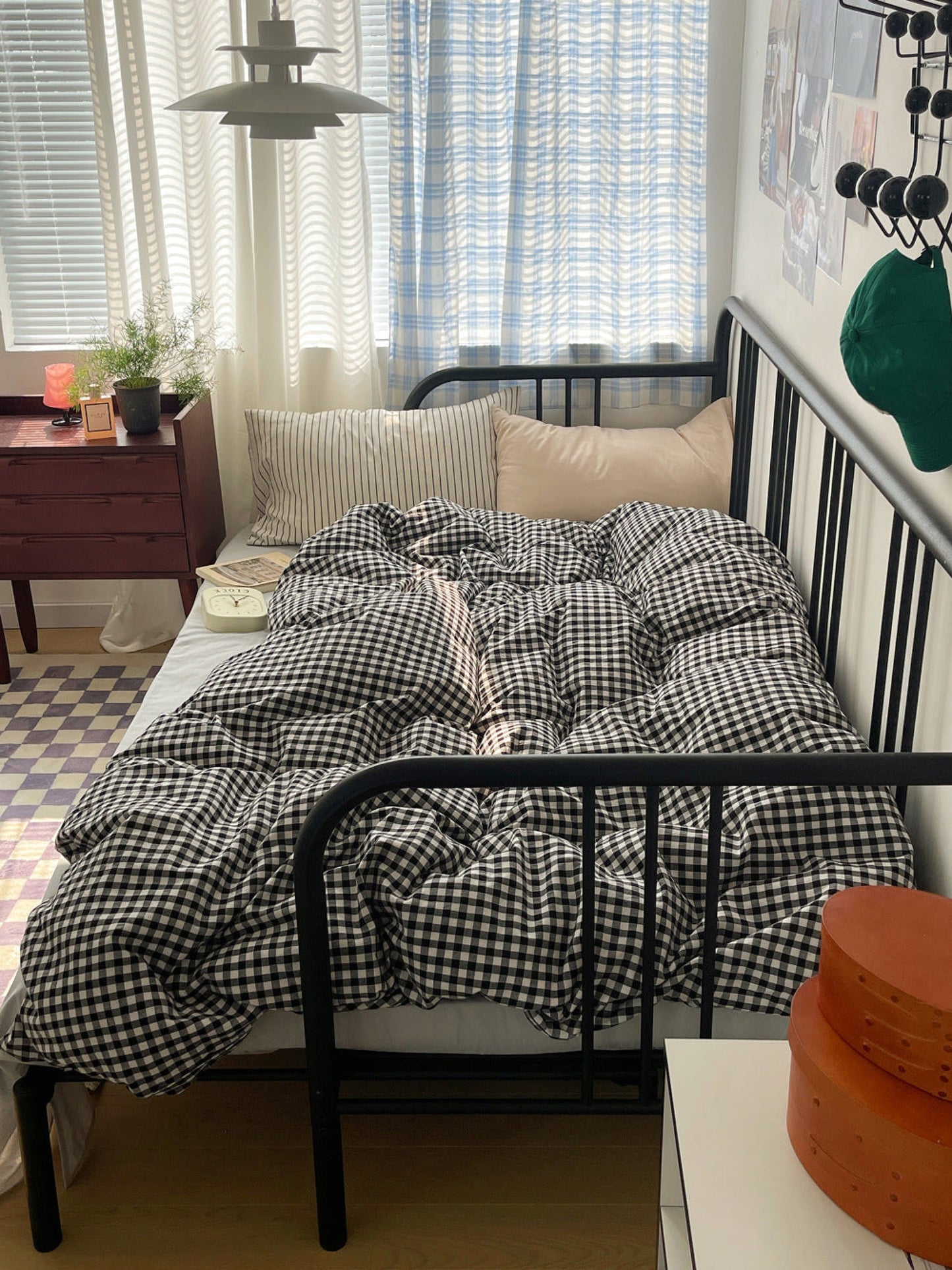 Gingham Striped Bedding Set / 7 Colors