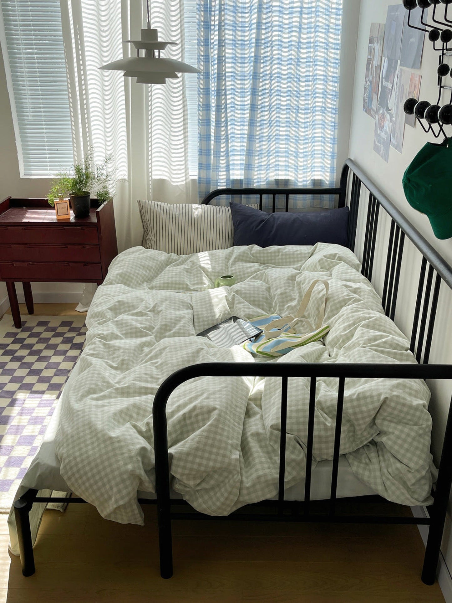 Gingham Striped Bedding Set / 7 Colors