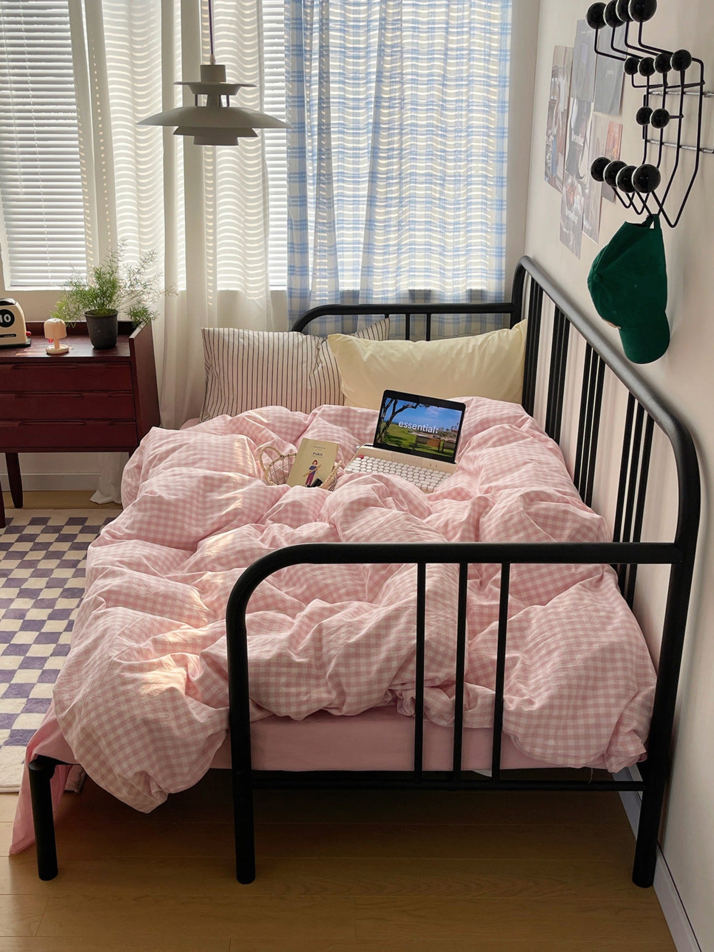 Gingham Striped Bedding Set / 7 Colors