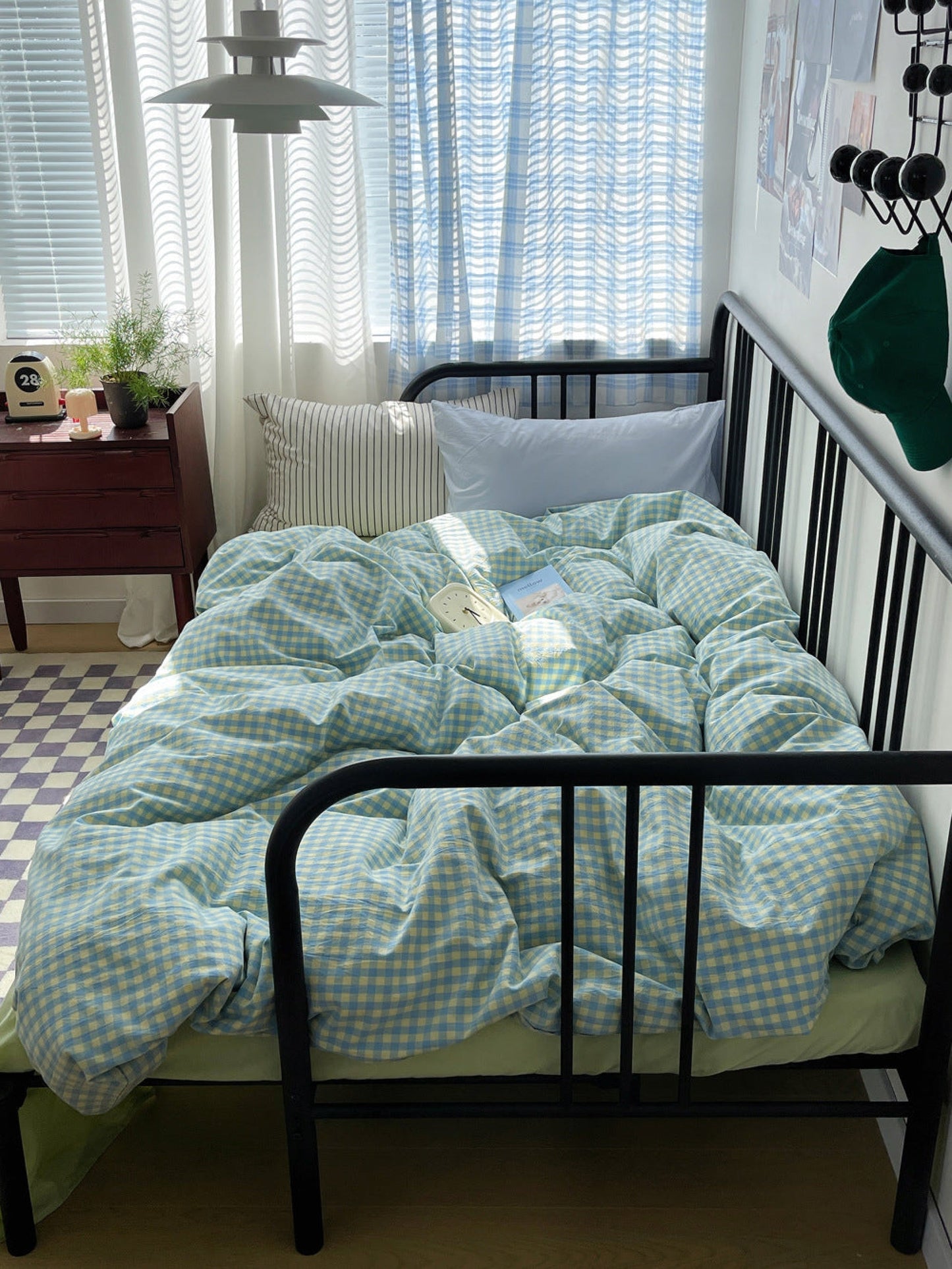 Gingham Striped Bedding Set / 7 Colors