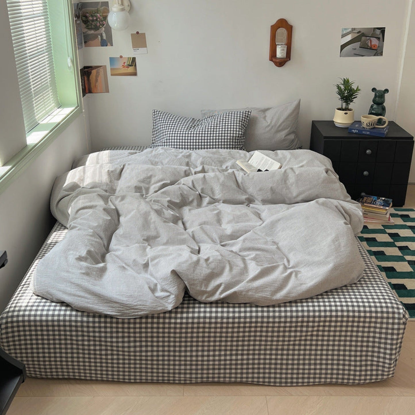 Chic Gingham Stripe Bedding Set / 4 Colors