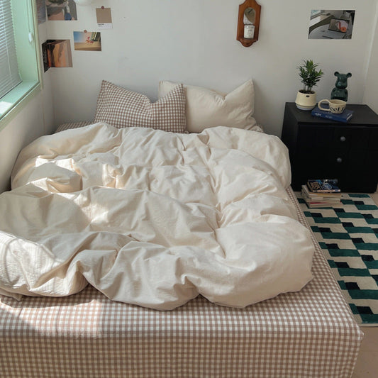 Chic Gingham Stripe Bedding Set / 4 Colors