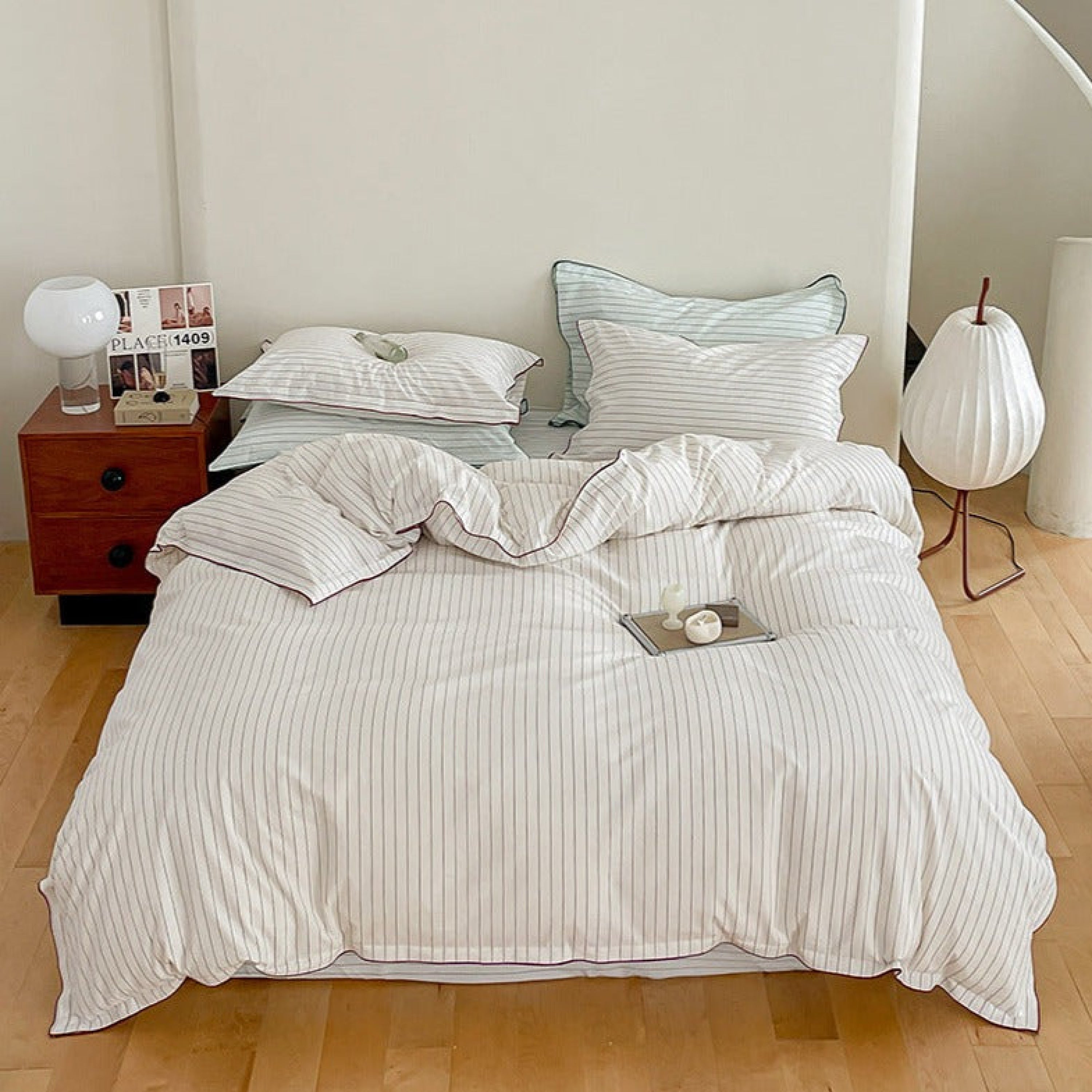 Scandi Stripe Overlock Bedding Set / 3 Colors