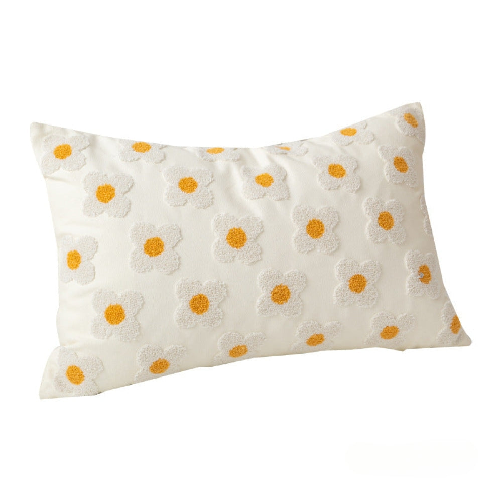 Velvet Daisy Rectangular & Square Pillow Cushion / Yellow