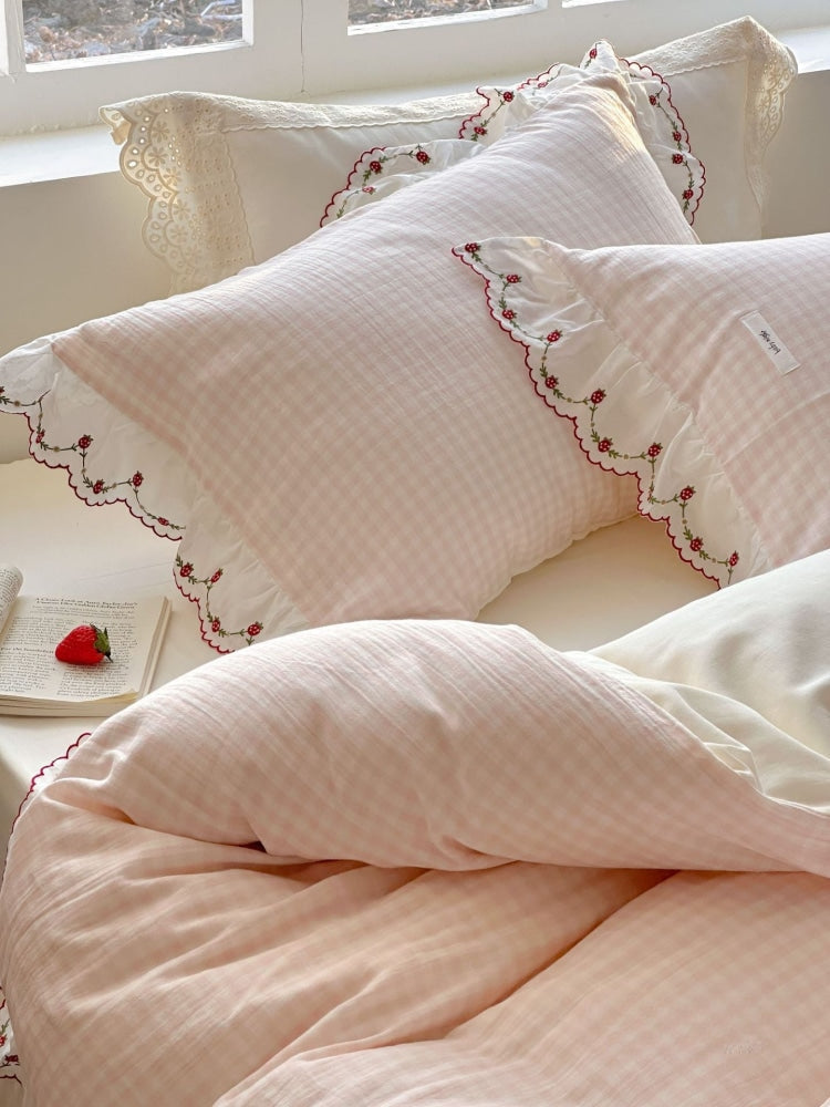 Stripe Ruffle Lace Bedding Bundle