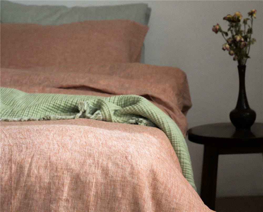 Tied Linen Bedding Set / Green