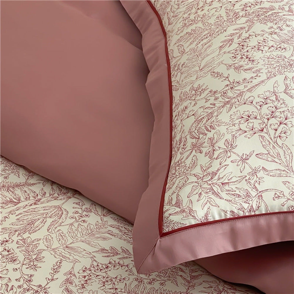 Silky Floral Tencel Bedding Set / Green